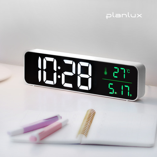 트렌마켓플랜룩스플랜룩스 와이드뷰 전자 LED 탁상시계 디지털 온도 무소음 알람 시계